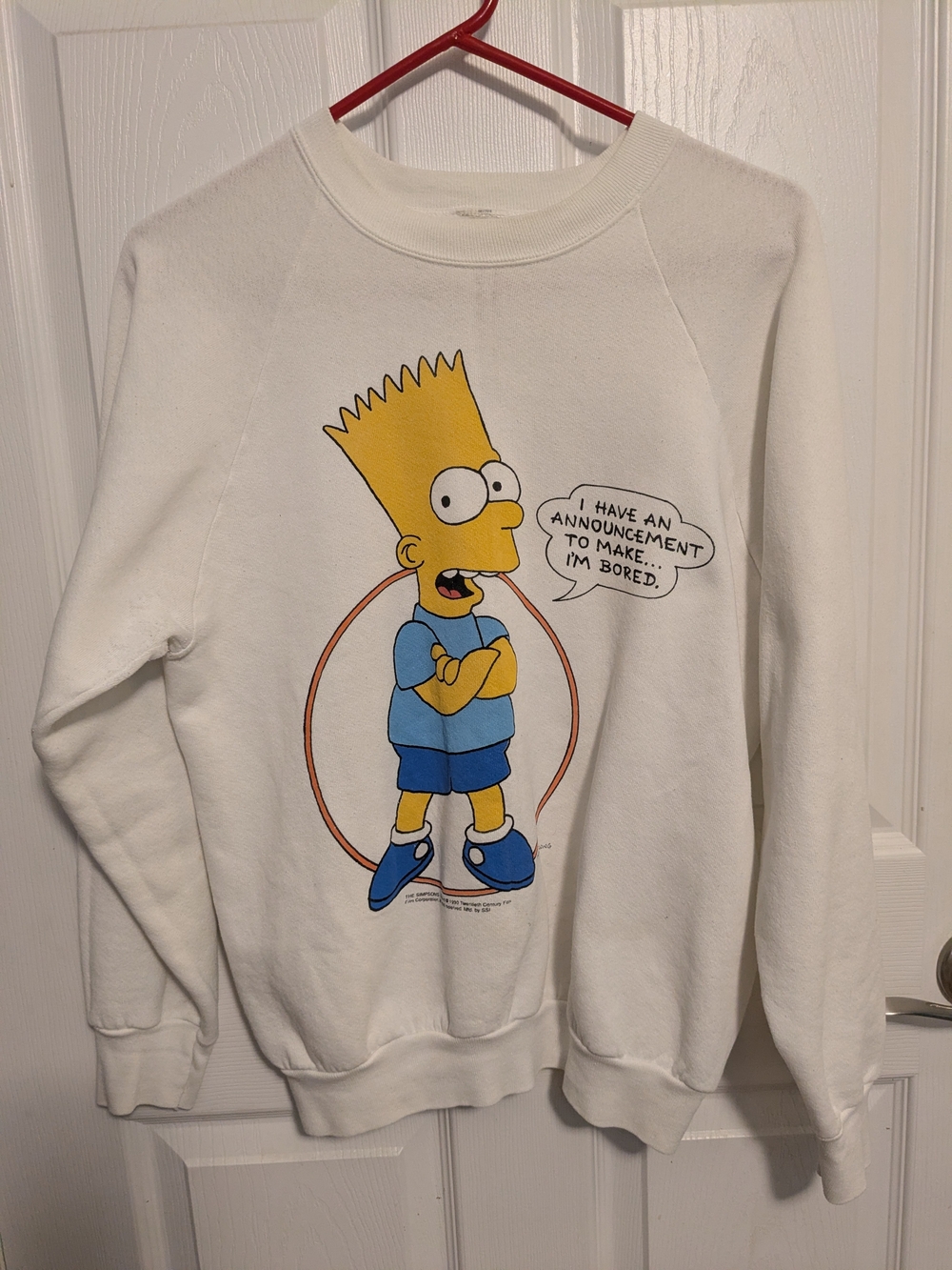 White Bart Simpson Graphic Sweatshirt - Men's Cartoon Pullover